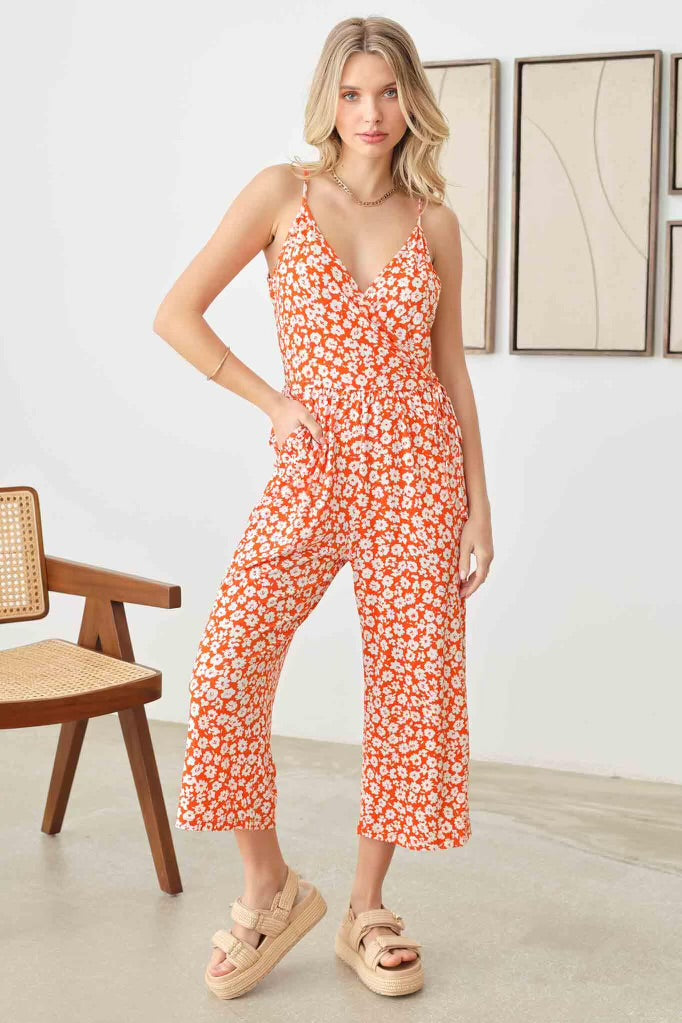 Orange Floral Jumpsuit