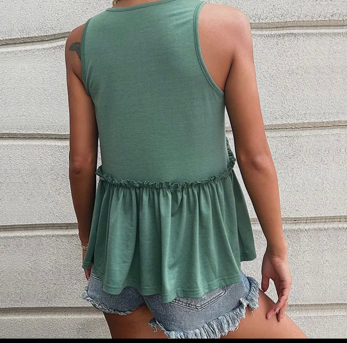 Light olive peplum tank