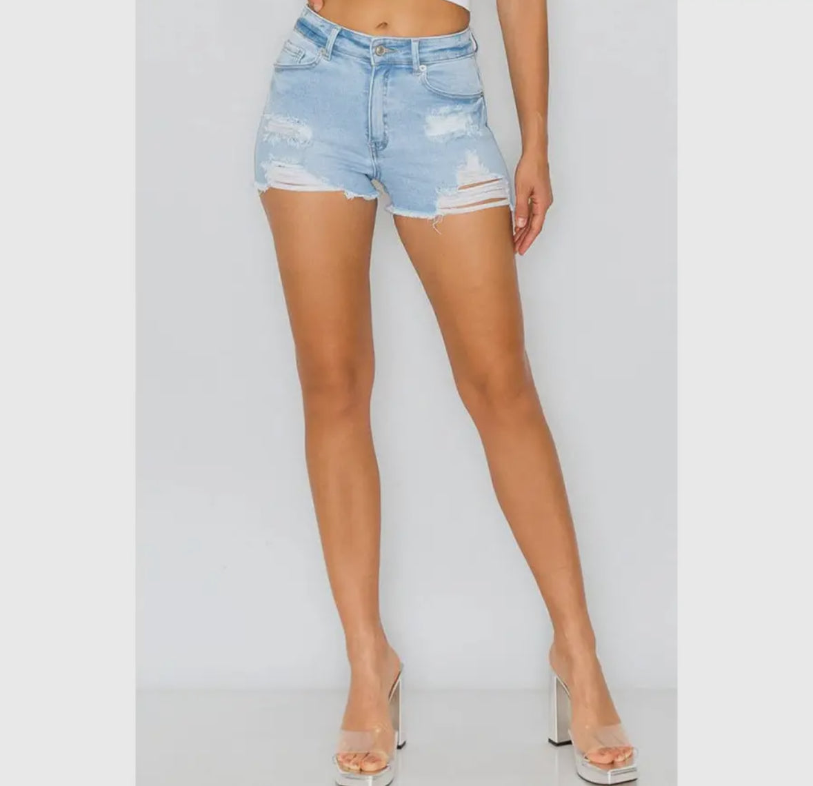 Light denim shorts